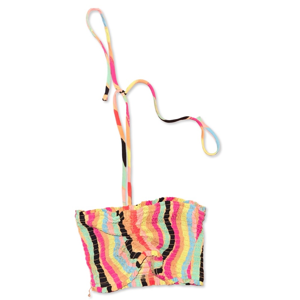 Forever 21 Printed Adjustable Ruched Halter/Bandeau Crop Top | Size Small | NWOT